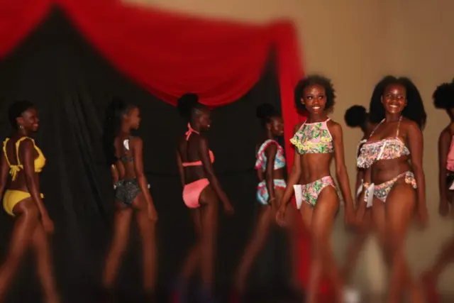 Contestants during the swimwear segment of Miss Sekgosese