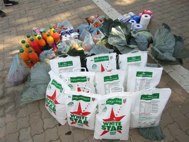 Food parcels with maize meal, cooking oil and groceries packed for deserving families